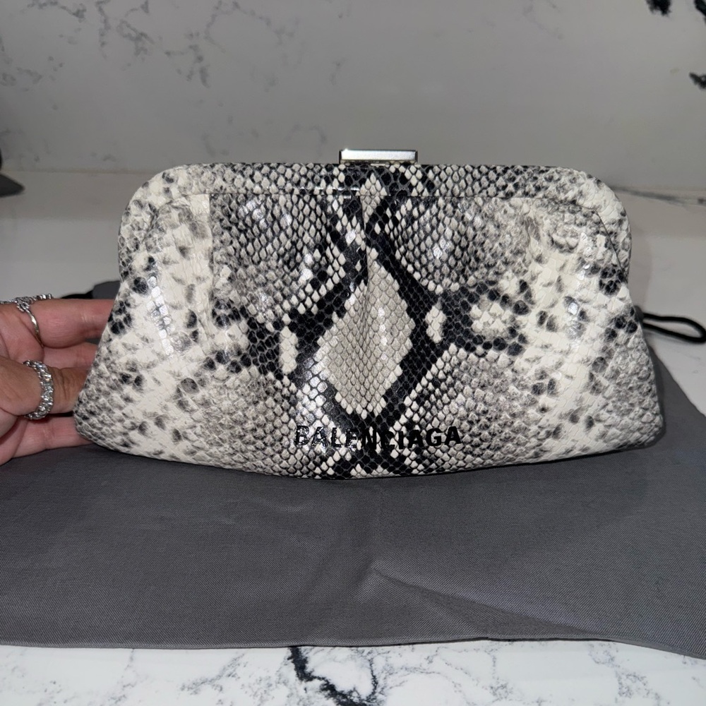 Balenciaga Cloud XS Python Embossed Clutch